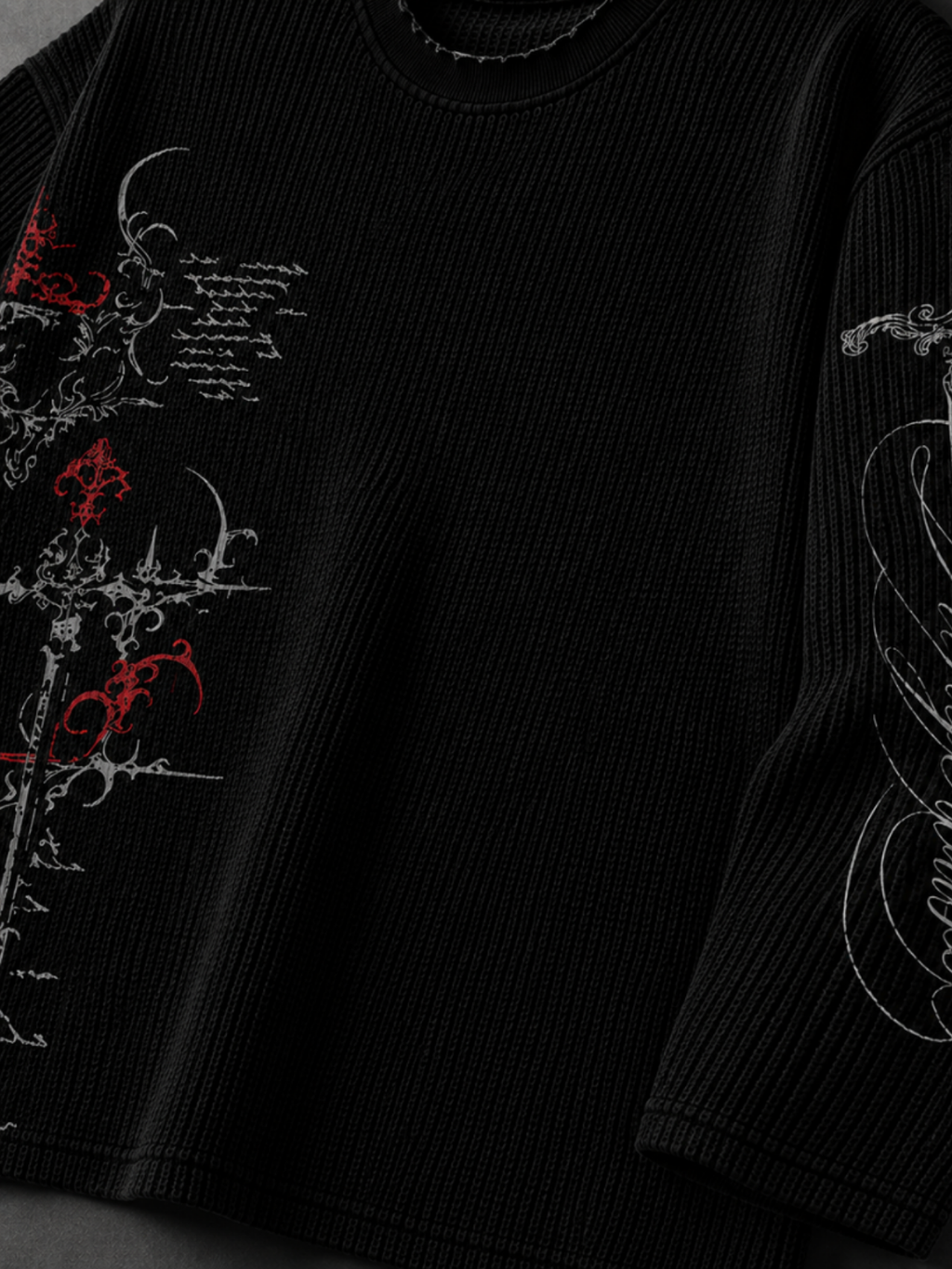 Forbidden Script Waffle Long Sleeve
