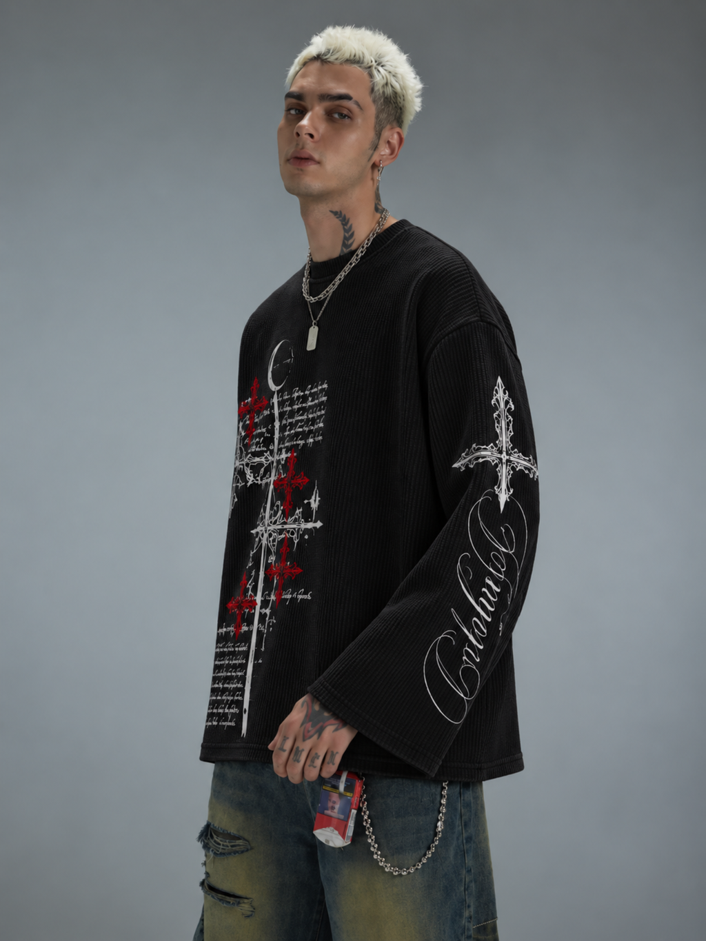 Forbidden Script Waffle Long Sleeve
